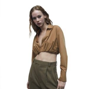 ZARA CROPPED POPLIN SHIRT